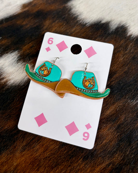 Leather Cowboy Hat Earrings