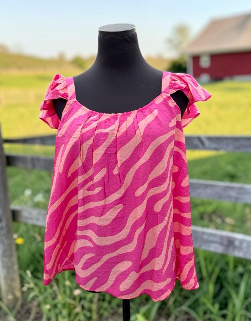 Pink Zebra Flowy Tank