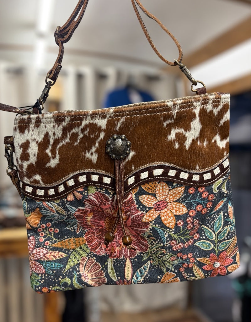 Cowhide + Floral Purse
