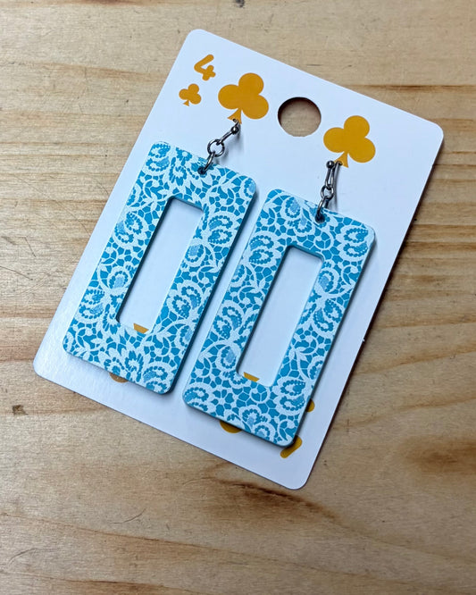 Blue + White Paisley Earrings