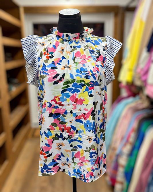 Floral + Stripe Top