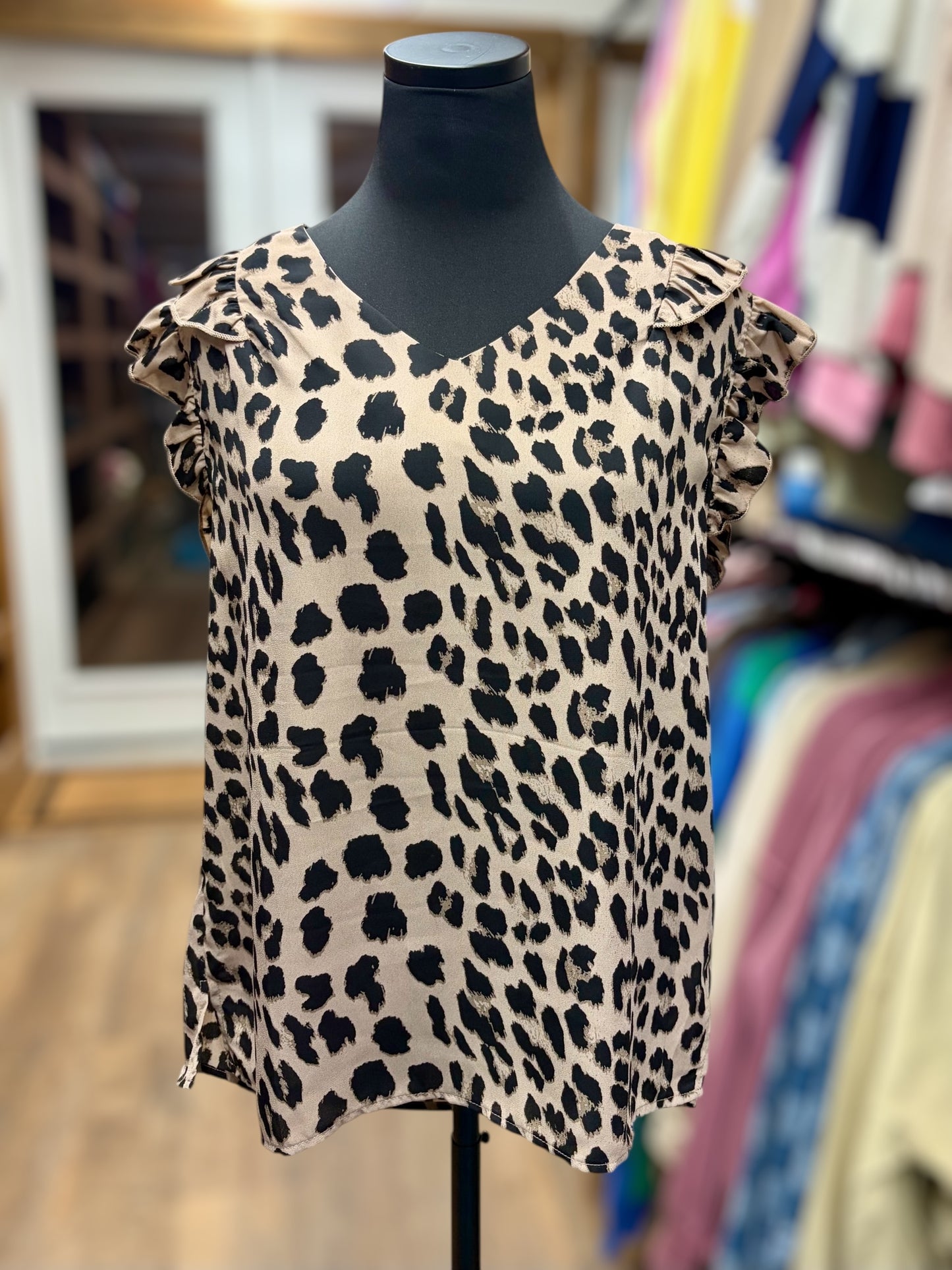 Leopard Ruffle Top