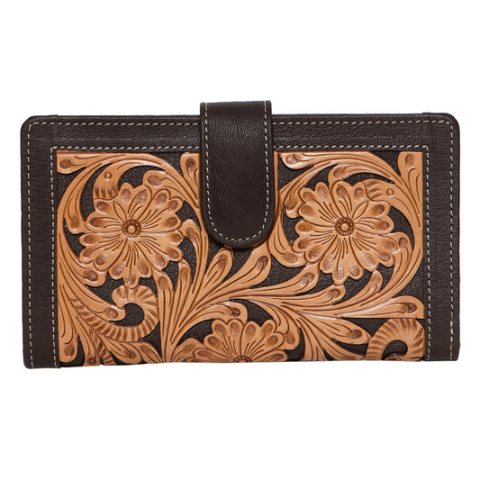 Hand Tooled Leather Wallet - Dark Brown