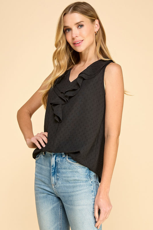 Black Ruffle Top
