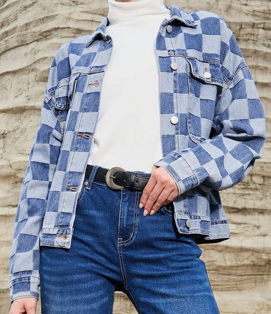 Denim Checkered Jacket