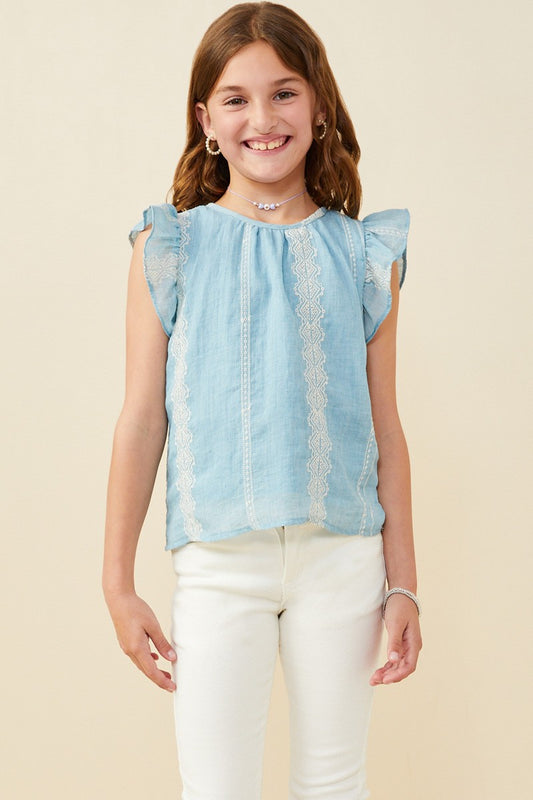Girls Blue Lace Top