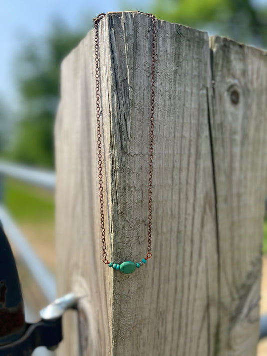 Petite Copper + Green Necklace
