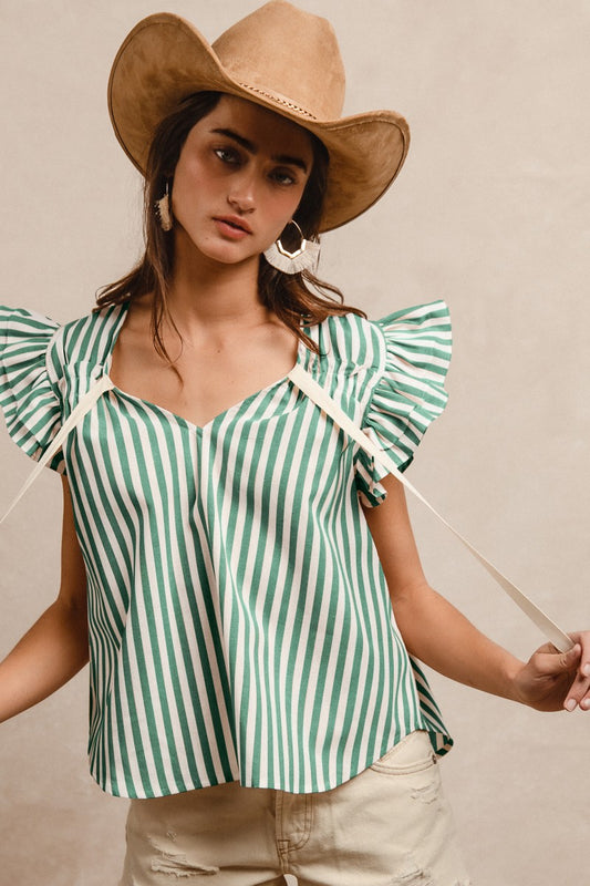 Jade Ruffle Tie Top