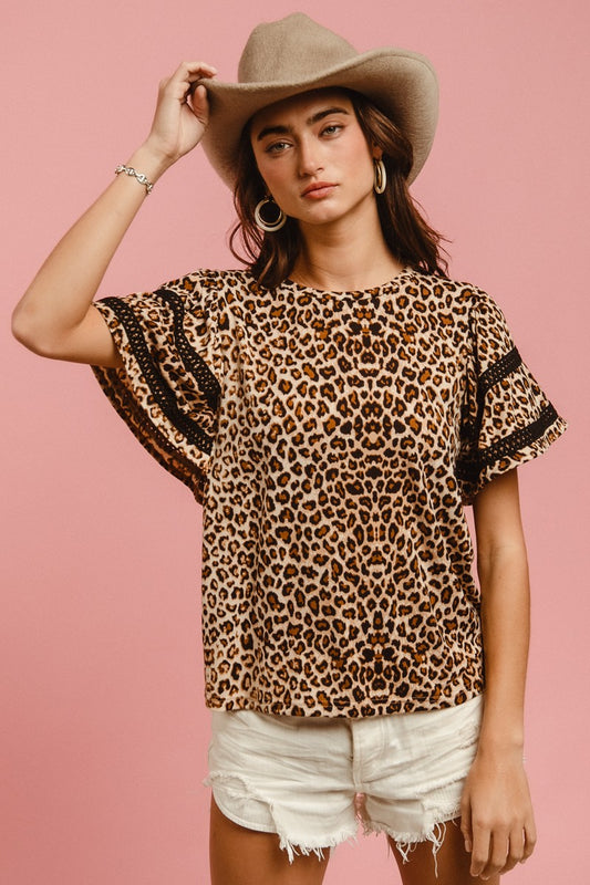 Leopard + Lace Top