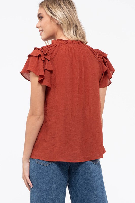 Rust Ruffle Top