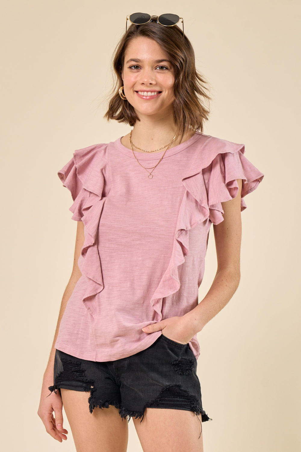 Dusty Pink Short Sleeve Top