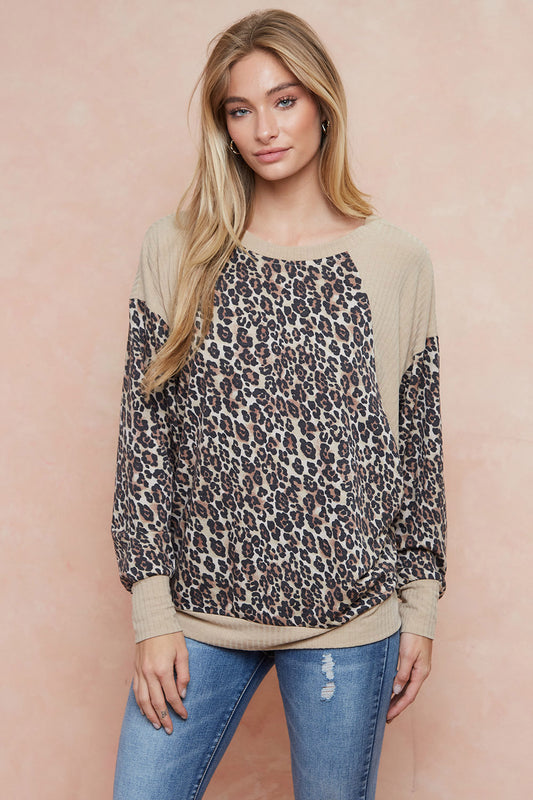 Leopard Dolman Long Sleeve Top