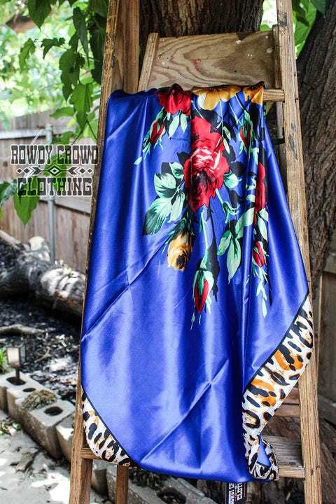 Blue Fiesty Floral Wild Rag