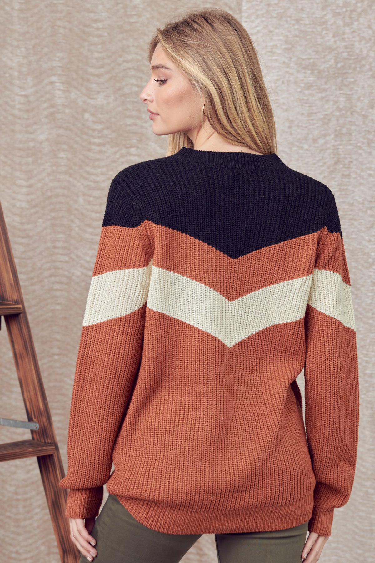 Chevron Cognac Sweater