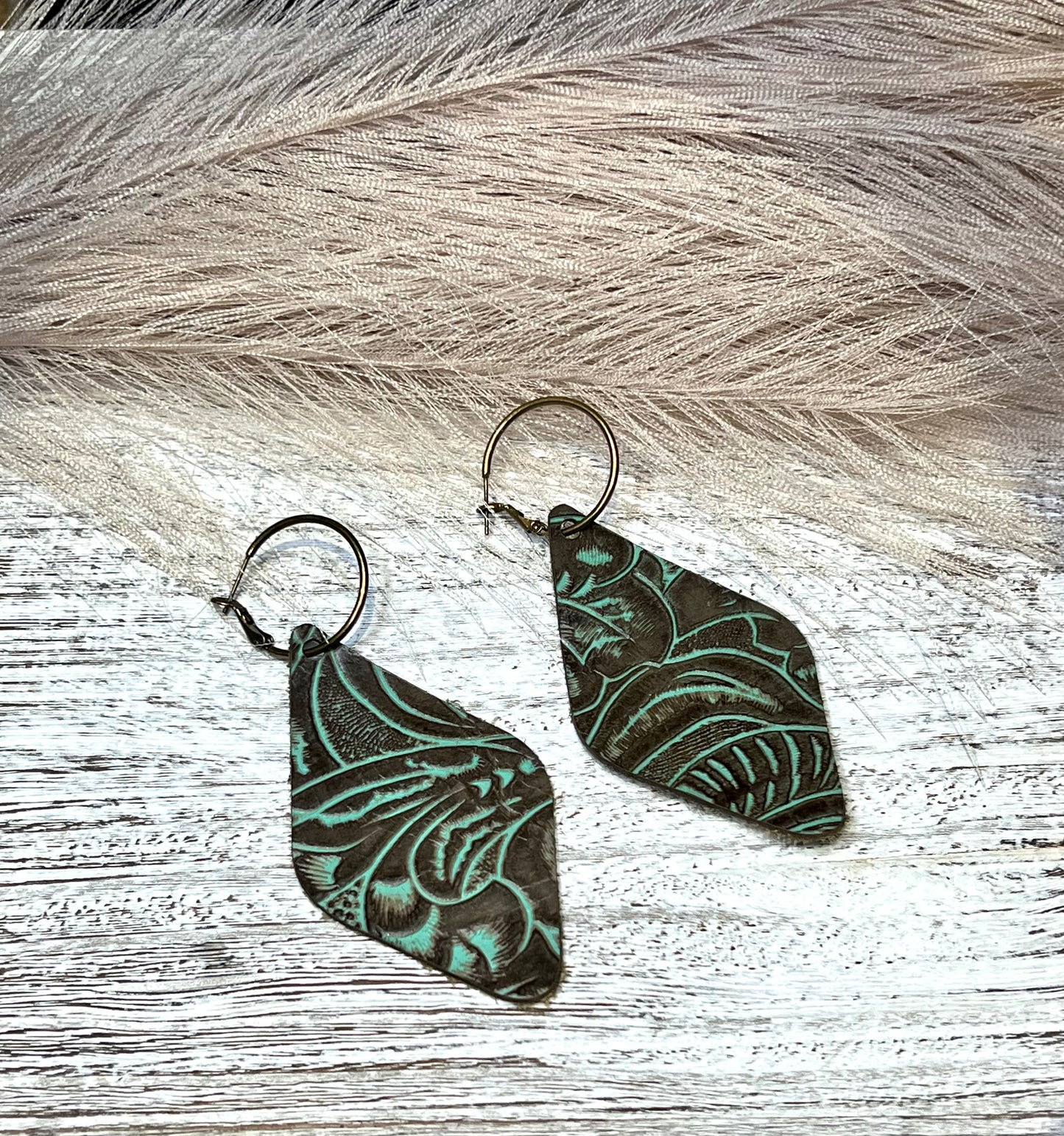 Brown + Turquoise Leather Earrings