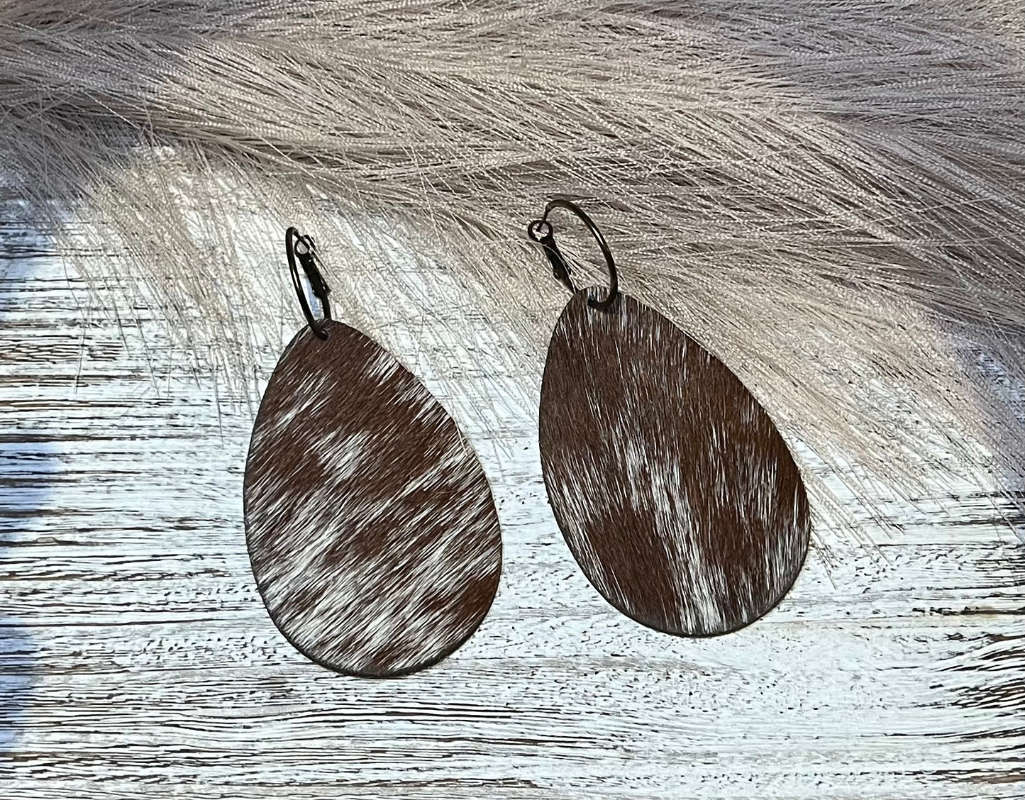 Cowhide Hair On Teardrop Earrings