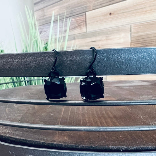 Black Stone Dangle Earrings