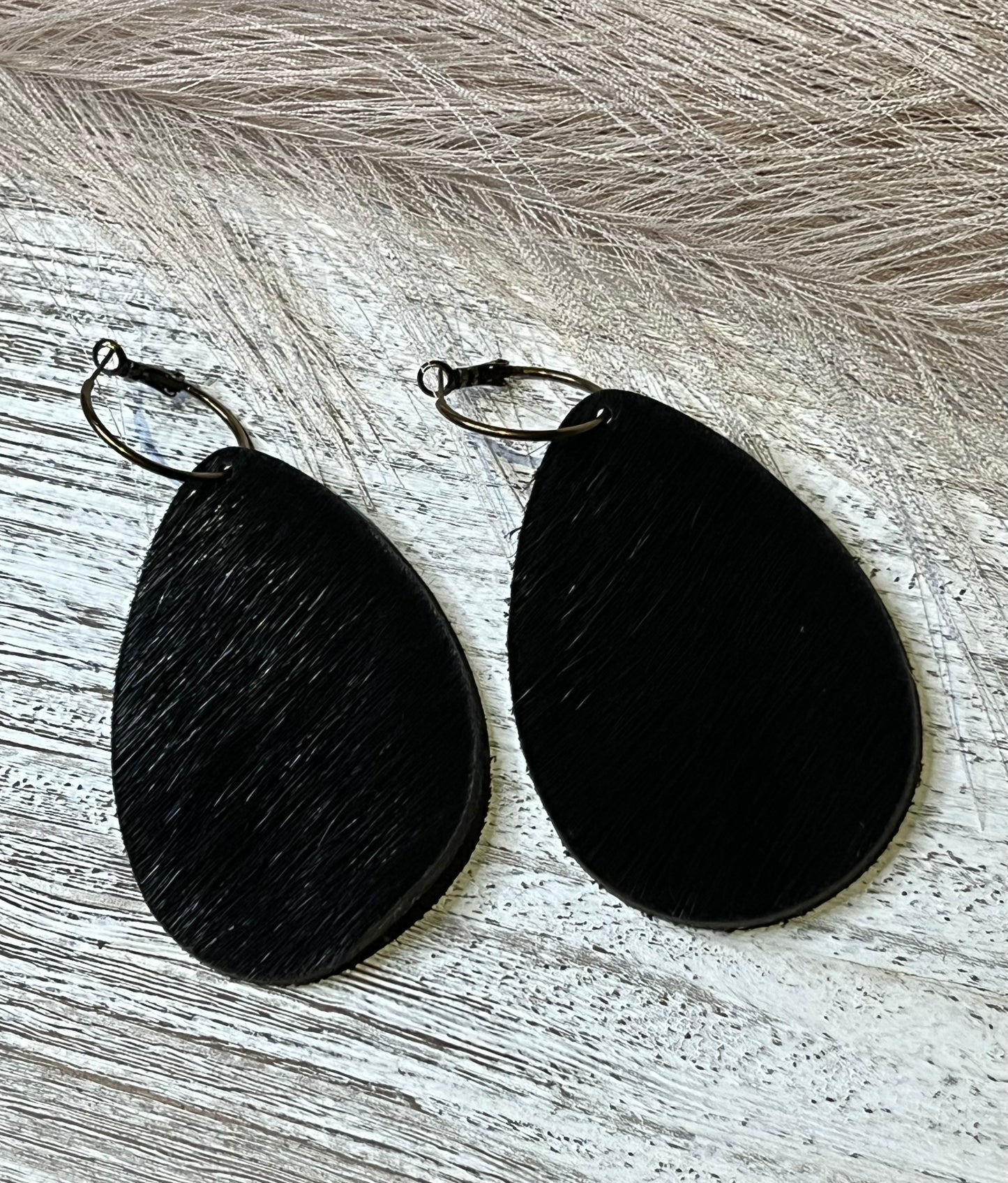 Black Hair On Teardrop Earrings