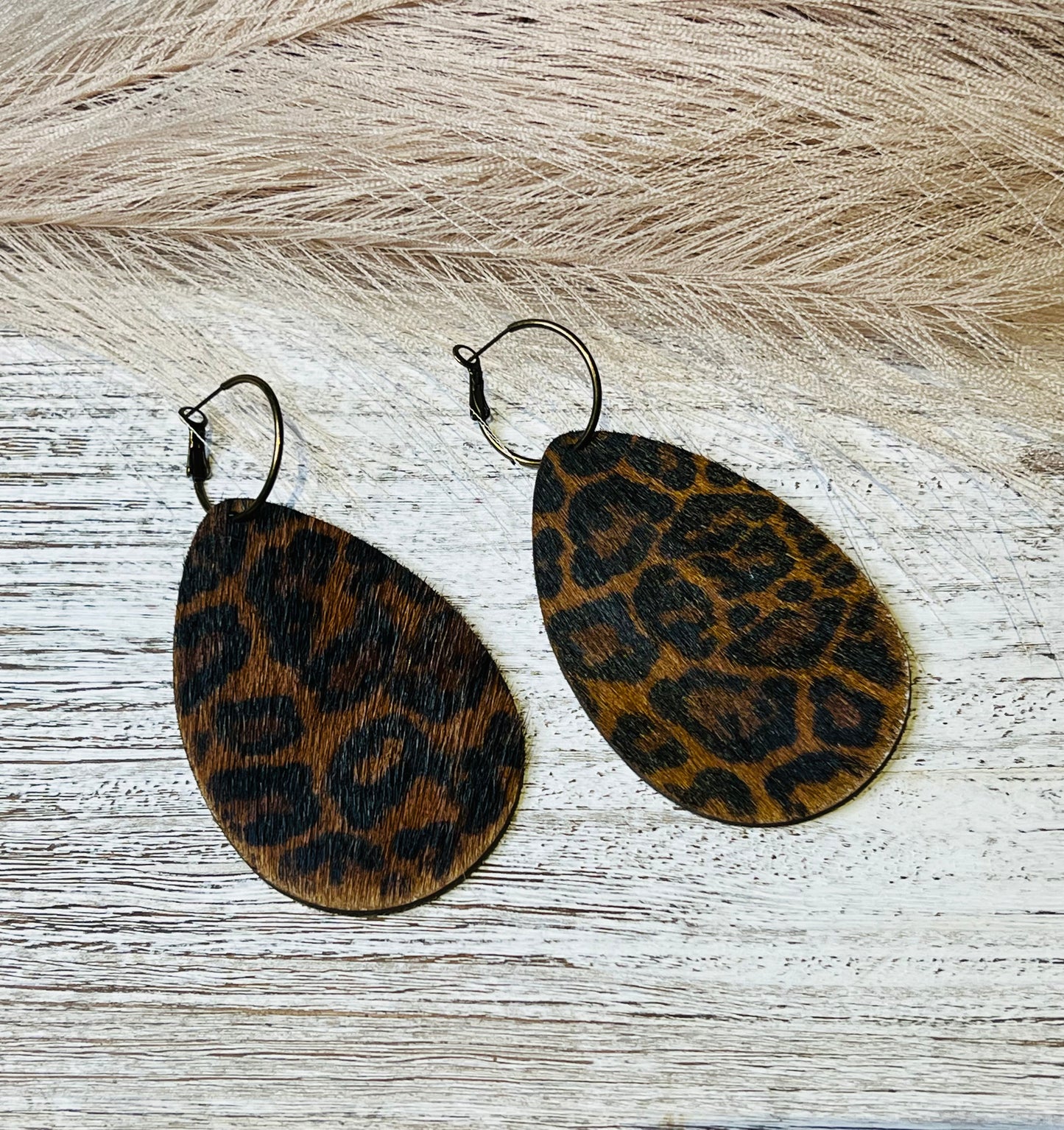 Leopard Hair On Teardrop Earrings