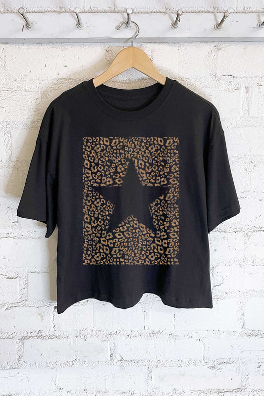 Leopard Star Short Sleeve Top