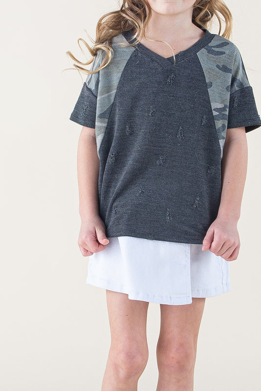 Youth Charcoal Camo Top