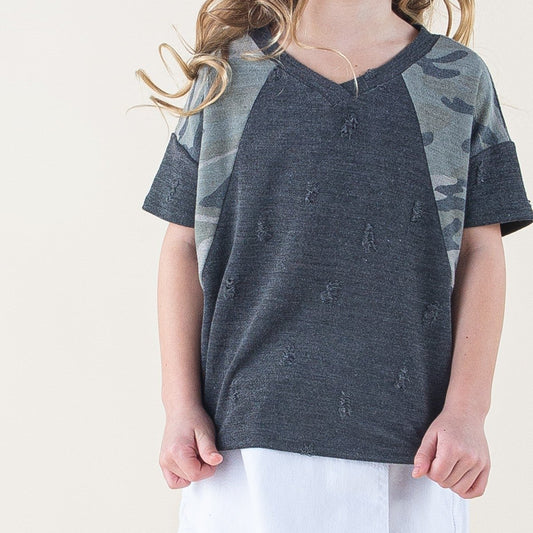 Youth Charcoal Camo Top